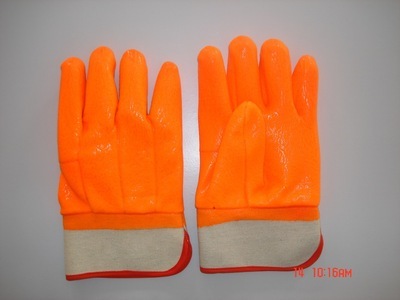 【專業(yè)熒光PVC浸膠勞保手套海綿復(fù)合布內(nèi)襯雙浸砂面安全袖】價格,廠家,圖片,防護(hù)手套,高唐順興勞保用品-